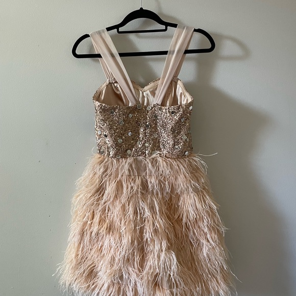 3/$20 Junior Dress RAMEPAGE Sequined with feather hem, Tag says Size 5 - Picture 5 of 13